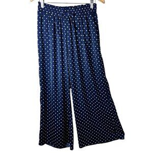 SUMMERSALT Navy & White Flowy Wide Leg Pants Trousers Size Medium